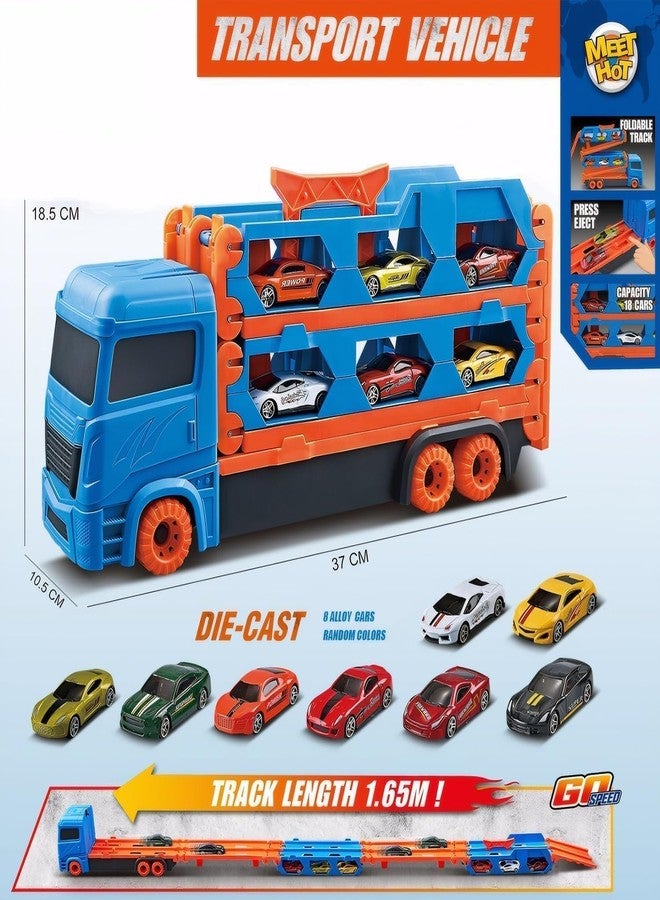 Babelly Transport Truck Toy Transporter Ejector Race Portable Transporter Parking Garage for Children, Multicolor - Image 3